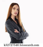 retrato, de, un, joven, mujer de negocios