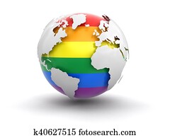 3d Globe with Gay Pride color 3d Globe with Gay Pride color
