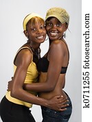 afrikansk, flickor, par