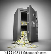 Bank safe with money Bank safe with money