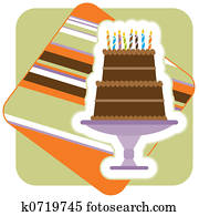 Chocolate Birthday Cake Illustration Chocolate Birthday Cake Illustration