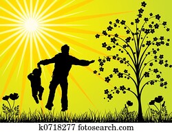 glad familie, vektor