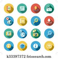 Internet and Web Flat Icons Set Clipart | k35254514 | Fotosearch