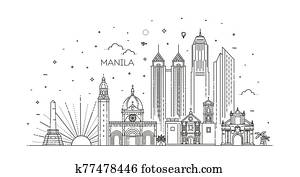 Manila Philippines vector City Skyline. Manila Philippines vector City Skyline.