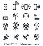 Mobile devices and wireless icon set Mobile devices and wireless icon set