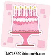 Pink Birthday Cake Illustration Pink Birthday Cake Illustration