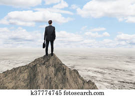 Research concept man looking desert