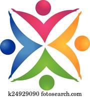 Teamwork people holding hands logo