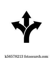 tercios, flecha de dirección, icono, señal de dirección de camino