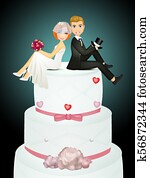 דוגמה, של, עוגה של חתונה