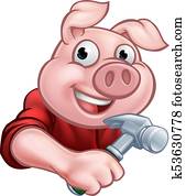 Carpenter Pig Cartoon Character Carpenter Pig Cartoon Character