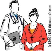 doktor, mit, patient, abbildung