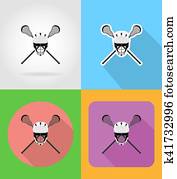 lacrosse equipment flat icons illustration lacrosse equipment flat icons illustration