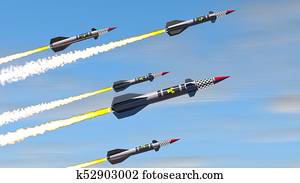 Nuclear missiles. 3D render Nuclear missiles. 3D render