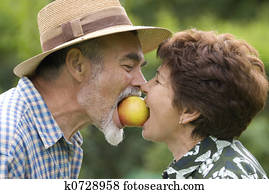 romantic senior couple