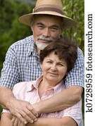 romantic senior couple