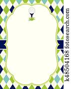 Vector Card Template with Golf Ball on Tee. Argyle Background. Golf Vector Illustration. Vector Card Template with Golf Ball on Tee. Argyle Background. Golf Vector Illustration.