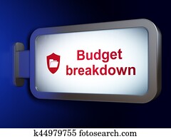 Finance concept: Budget Breakdown and Folder With Shield on billboard background