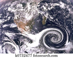 furacão, nuvens, em, oceânicos