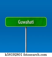 Guwahati - town sign, place name sign