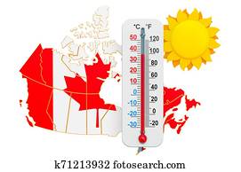 Heat in Canada concept. 3D rendering Heat in Canada concept. 3D rendering