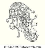 medusa, coloração, página