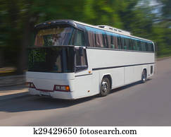 tourist bus goes on the highway