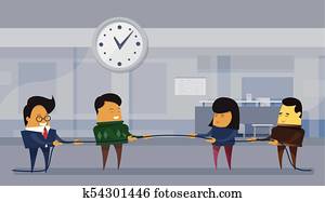 Two Team Of Businesspeople Pulling Rope Business Competition Concept Two Team Of Businesspeople Pulling Rope Business Competition Concept