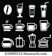 White Coffee Drinks Icons White Coffee Drinks Icons