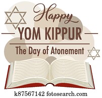 יום כיפור, לוגו, כרטיס של דש, דפוסית, או, רקע, עם, תנך