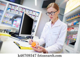 adulto mid, farmacêutico, enchimento, formulários