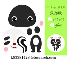 Cut and glue baby skunk. Educational paper game for preschool children. Cut and glue baby skunk. Educational paper game for preschool children.