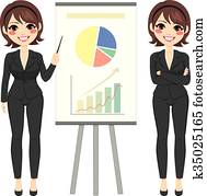 geschäftsfrau, mit, tabelle