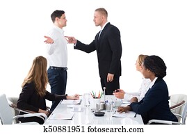 saliência, culpando, executivo masculino, em, reunião