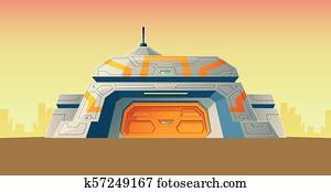 Vector cartoon bunker, scientific laboratory for creation Vector cartoon bunker, scientific laboratory for creation