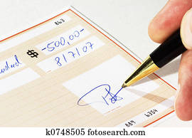 Writing a bank check