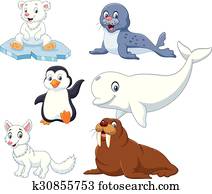 Arctics animals collection set