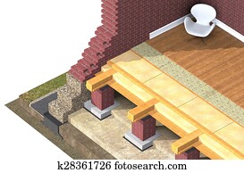 Cross section of brick house