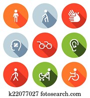 Disability flat Icons Set