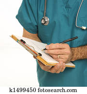 Doctor with chart.