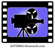 kino, und, fotoapperat, arbeitende kino, und, fotoapperat, arbeitende