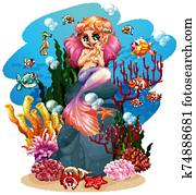 Mermaid and fish underwater Mermaid and fish underwater
