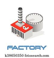 vektor, isometrisch, modernes, industriell, und, fertigungsverfahren, fabrikgeb?ude, symbol vektor, isometrisch, modernes, industriell, und, fertigungsverfahren, fabrikgeb?ude, symbol