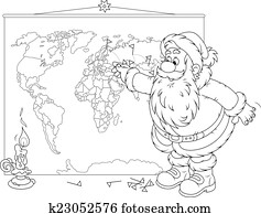 weihnachtsmann, mit, a, weltkarte weihnachtsmann, mit, a, weltkarte