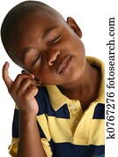 adorável, menino americano africano