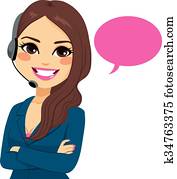 callcenter, telefon- operator, frau