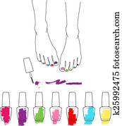Female feet with pedicure, chiropody, vector Female feet with pedicure, chiropody, vector