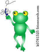 Frog catching bug. Frog catching bug.