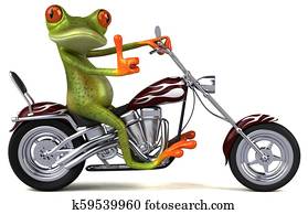 Fun frog on a motorcycle - 3D Illustration Fun frog on a motorcycle - 3D Illustration