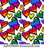 Gay pride rainbow colored hearts seamless pattern. Gay pride rainbow colored hearts seamless pattern.